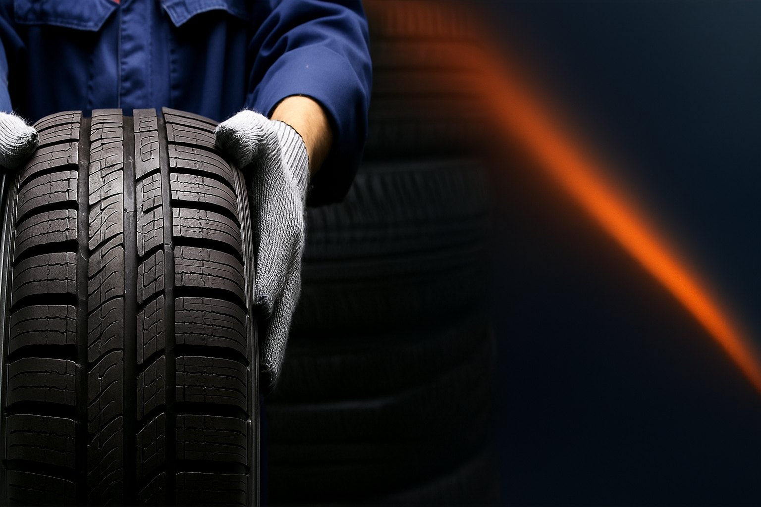 alt="Monteur van EasyTires toont autoband tijdens mobiele bandenservice op locatie"